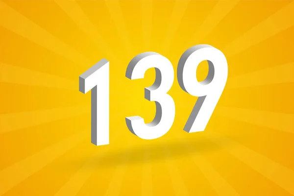 139 Numara Yazı Tipi Alfabesi Beyaz Numara 139 Sarı Arkaplan — Stok Vektör