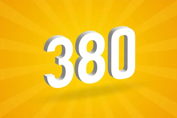380 Числовий Шрифт Білий Номер 380 Жовтим Тлом — стоковий вектор
