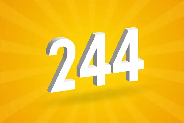 244 Number Font Alphabet White Number 244 Yellow Background — Stock Vector