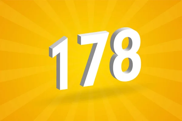 178数字字母表 黄色背景的白色3D 178号 — 图库矢量图片