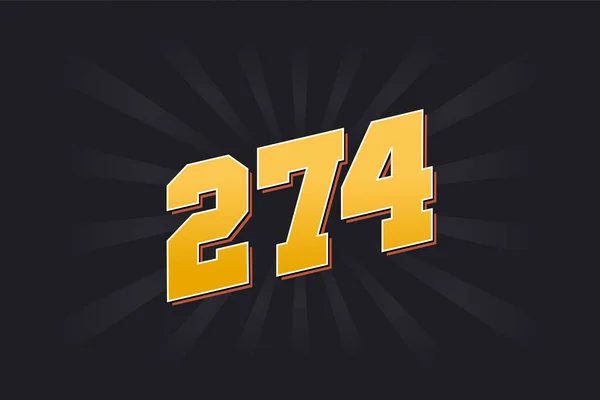 Номер 274 Векторний Шрифт Жовтий Номер 274 Чорним Тлом — стоковий вектор
