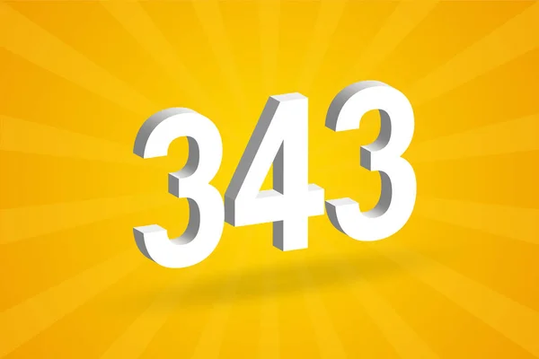 343数のフォントアルファベット 黄色の背景を持つホワイト3D番号343 — ストックベクタ