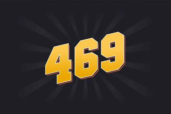 469号矢量字母表黄色469数字 黑色背景 — 图库矢量图片