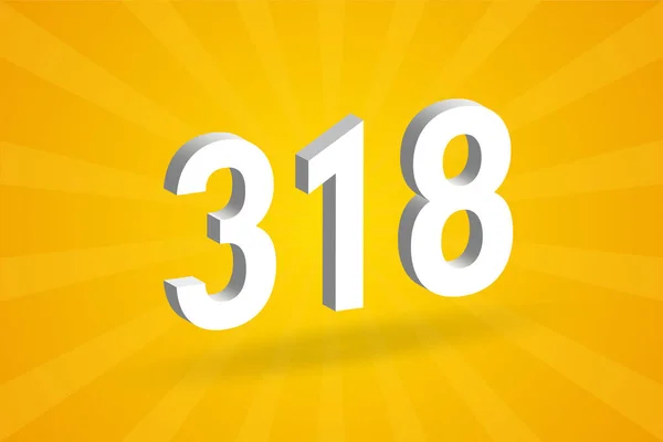 318 Alfabeto Fonte Número Branco Número 318 Com Fundo Amarelo — Vetor de Stock