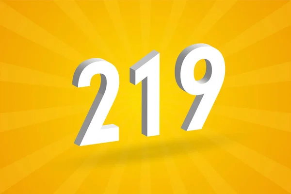219 Числовий Шрифт Білий Номер 219 Жовтим Тлом — стоковий вектор