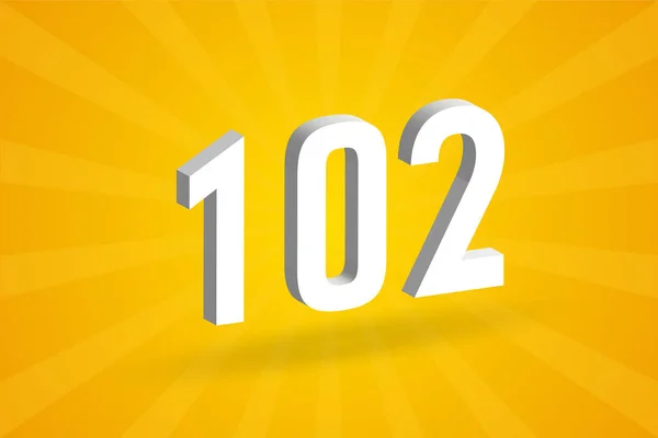 Alfabet Czcionek 102 Biały Numer 102 Żółtym Tle — Wektor stockowy