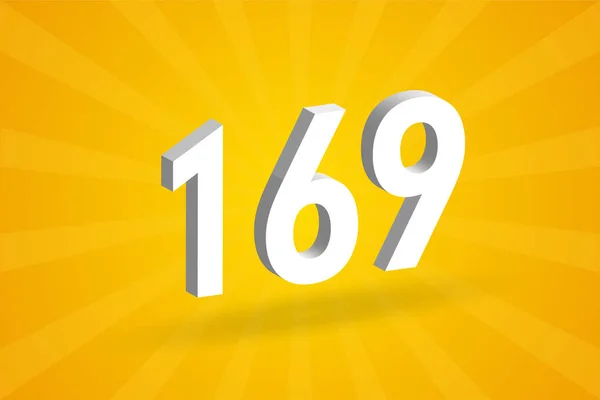 169 Betűtípus Ábécé Fehér Szám 169 Sárga Háttér — Stock Vector