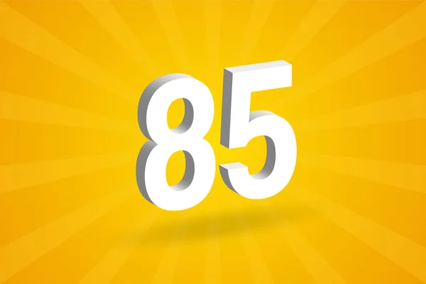 Abeceda Číslem 3D85 Bílé Číslo Žlutým Pozadím — Stockový vektor