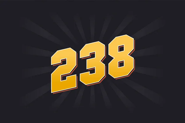 Nummer 238 Vektorschrift Alphabet Gelbe Zahl 238 Mit Schwarzem Hintergrund — Stockvektor