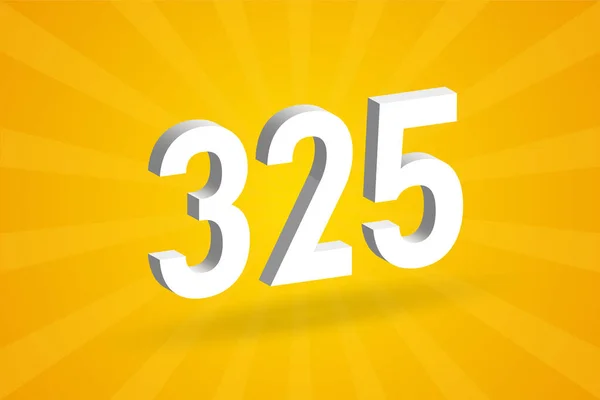 325 Αλφάβητο Γραμματοσειράς Λευκό Αριθμός 325 Κίτρινο Φόντο — Διανυσματικό Αρχείο