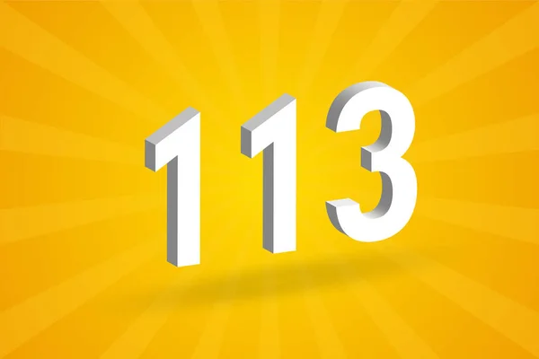 Abeceda Číslem 3D113 Bílé Číslo 113 Žlutým Pozadím — Stockový vektor
