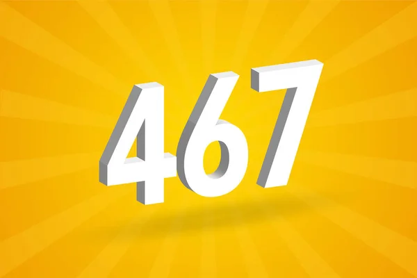 467 Numara Yazı Tipi Alfabesi Beyaz Numara 467 Sarı Arka — Stok Vektör