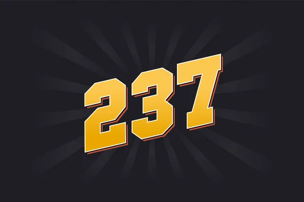 Νούμερο 237 Αλφάβητο Διανυσματικής Γραμματοσειράς Κίτρινο 237 Αριθμός Μαύρο Φόντο — Διανυσματικό Αρχείο