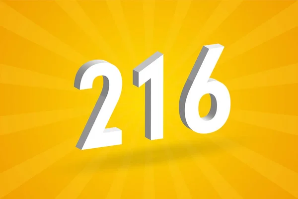 216数字字母表 黄色背景的白色3D 216号 — 图库矢量图片