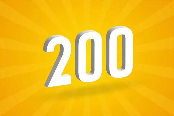Alfabeto Fonte 200 Números Branco Número 200 Com Fundo Amarelo — Vetor de Stock