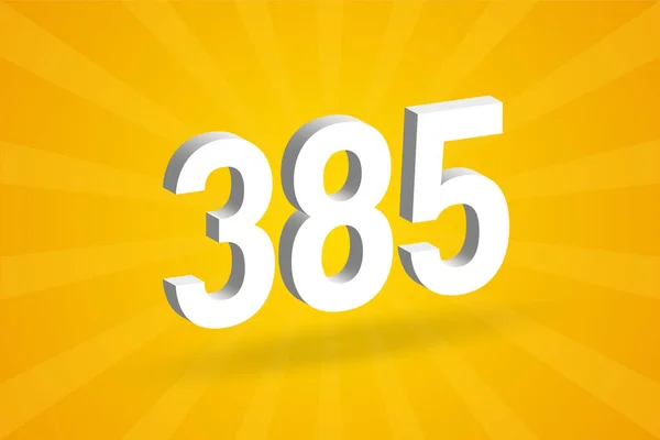 385 Cijferlettertype Alfabet Wit Nummer 385 Met Gele Achtergrond — Stockvector