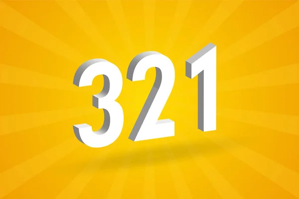 321 Alfabeto Fonte Número Branco Número 321 Com Fundo Amarelo — Vetor de Stock