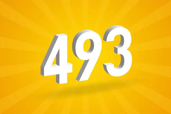 493 Nummer Lettertype Alfabet Wit Nummer 493 Met Gele Achtergrond — Stockvector