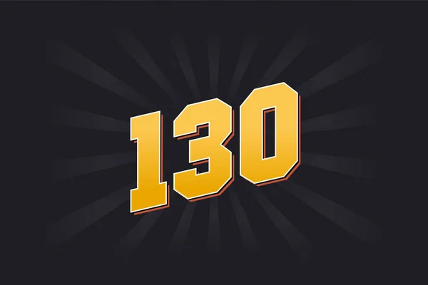 Αριθμός 130 Διανυσματικό Αλφάβητο Κίτρινο 130 Αριθμός Μαύρο Φόντο — Διανυσματικό Αρχείο