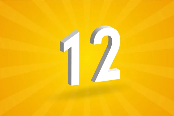 12数フォントアルファベット 黄色の背景を持つホワイト3D番号12 — ストックベクタ