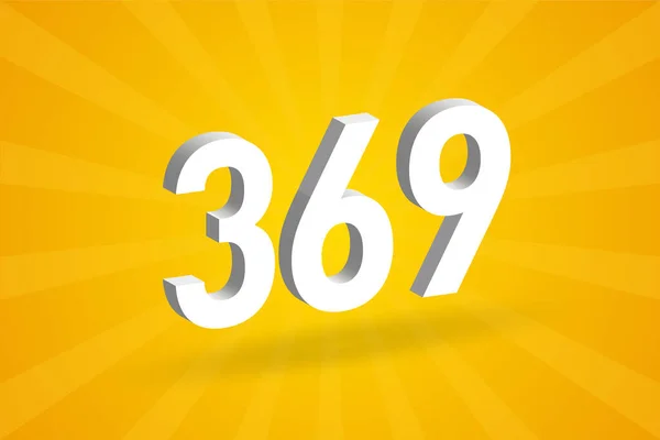 369 Cijfer Lettertype Alfabet Wit Nummer 369 Met Gele Achtergrond — Stockvector