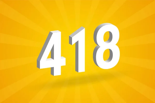 418数字字母表 白色3D 418号 黄色背景 — 图库矢量图片