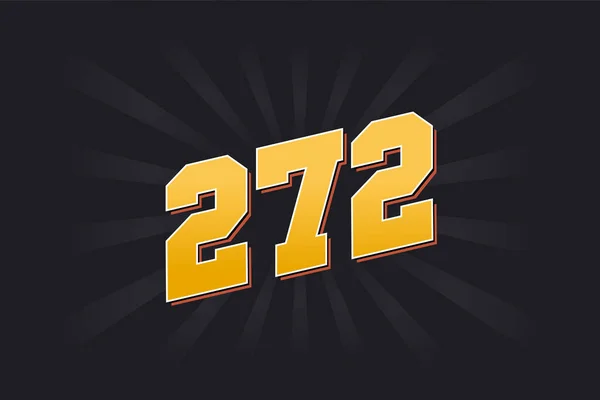Abeceda Vektorovým Písmem Číslo272 Žluté 272 Číslo Černým Pozadím — Stockový vektor