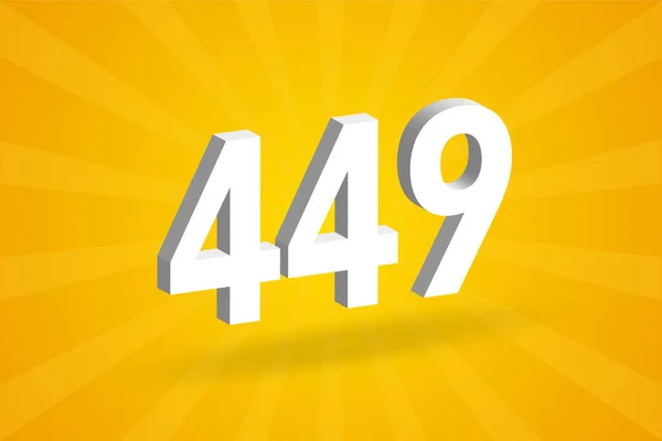 449 Numer Czcionki Alfabetu Biały Numer 449 Żółtym Tłem — Wektor stockowy