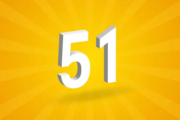 51数字字母表 黄色背景的白色3D 51号 — 图库矢量图片