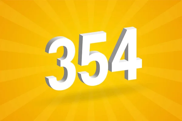 354 Alfabeto Fonte Número Branco Número 354 Com Fundo Amarelo —  Vetores de Stock