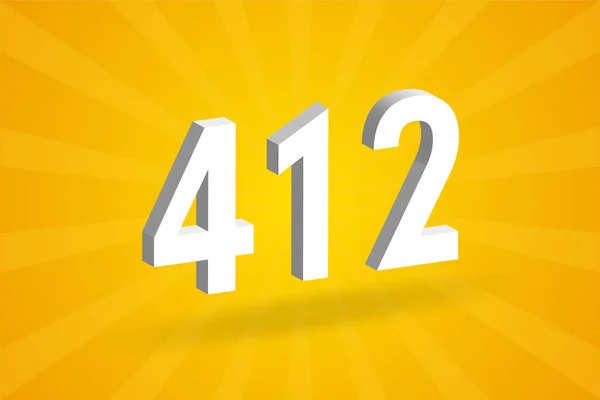 412 Numer Czcionki Alfabetu Biały Numer 412 Żółtym Tłem — Wektor stockowy