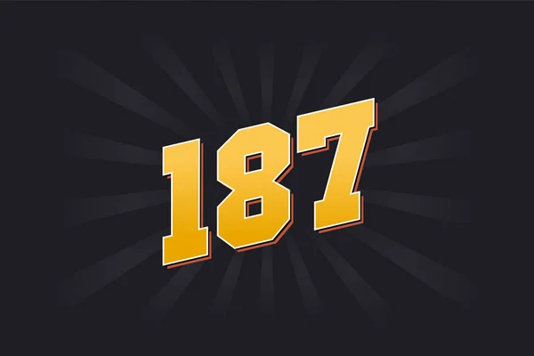 187号矢量字母表 黄色187数字 黑色背景 — 图库矢量图片