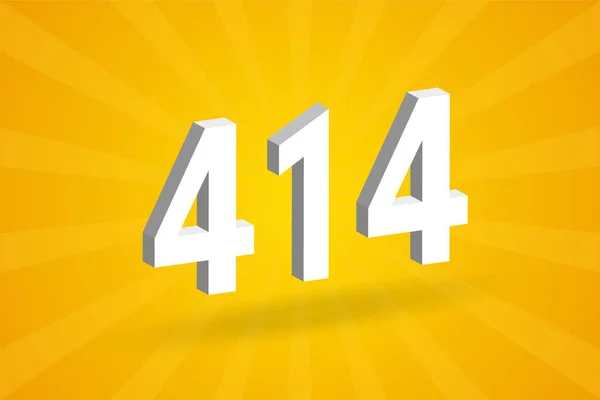 414 Numer Czcionki Alfabetu Biały Numer 414 Żółtym Tłem — Wektor stockowy