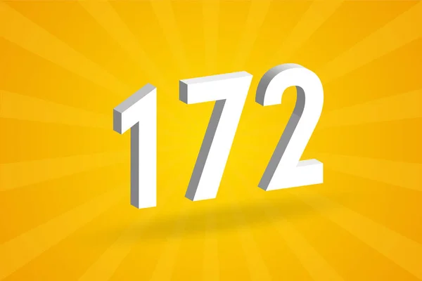 172 Cijferlettertype Alfabet Wit Nummer 172 Met Gele Achtergrond — Stockvector