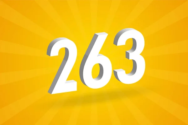 263 Nummer Lettertype Alfabet Wit Nummer 263 Met Gele Achtergrond — Stockvector