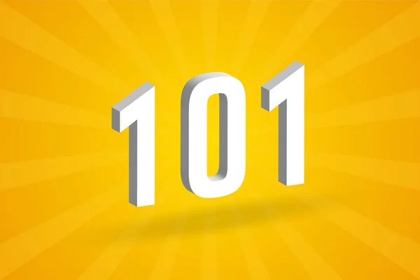 101 Αλφάβητο Γραμματοσειράς Λευκό Αριθμός 101 Κίτρινο Φόντο — Διανυσματικό Αρχείο