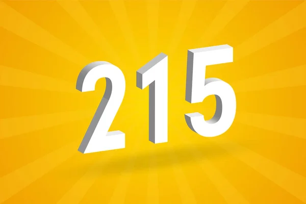 215 Νούμερο Αλφάβητο Γραμματοσειράς Λευκό Αριθμός 215 Κίτρινο Φόντο — Διανυσματικό Αρχείο