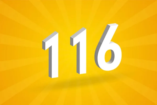 116 Betűtípus Ábécé Fehér Szám 116 Sárga Háttér — Stock Vector