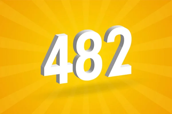 482数字字母表 白色3D 482号 黄色背景 — 图库矢量图片