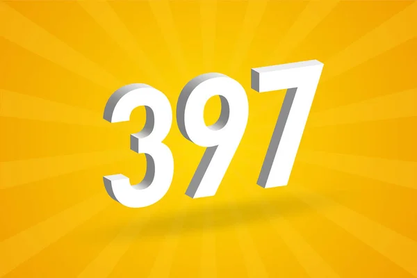 397数字字母表 带有黄色背景的白色3D 397号 — 图库矢量图片