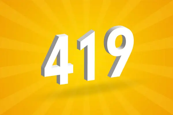 419数字字母表 黄色背景的白色3D 419号 — 图库矢量图片