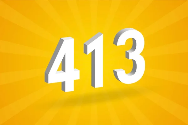 413 Numer Czcionki Alfabetu Biały Numer 413 Żółtym Tłem — Wektor stockowy