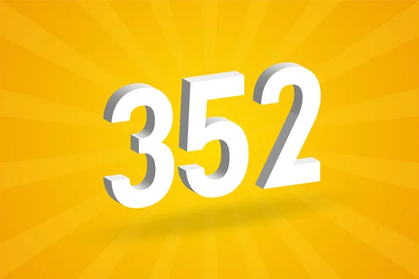 352 Cijferlettertype Alfabet Wit Nummer 352 Met Gele Achtergrond — Stockvector