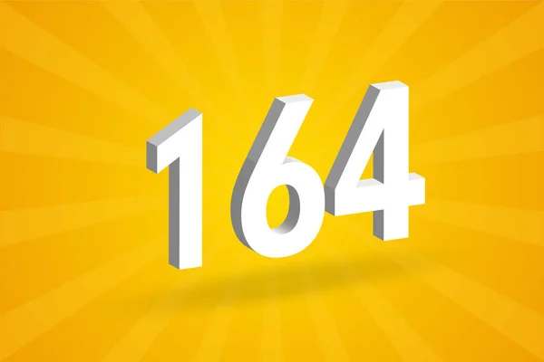 164 Cijferlettertype Alfabet Wit Nummer 164 Met Gele Achtergrond — Stockvector