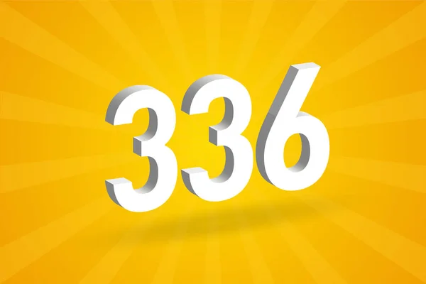 336番のフォントアルファベット 黄色の背景を持つホワイト3D番号336 — ストックベクタ