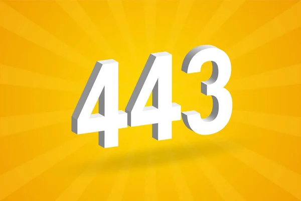 443 Number Font Alphabet White Number 443 Yellow Background — Stock Vector