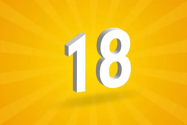 18数字字母表 黄色背景的白色3D 18号 — 图库矢量图片