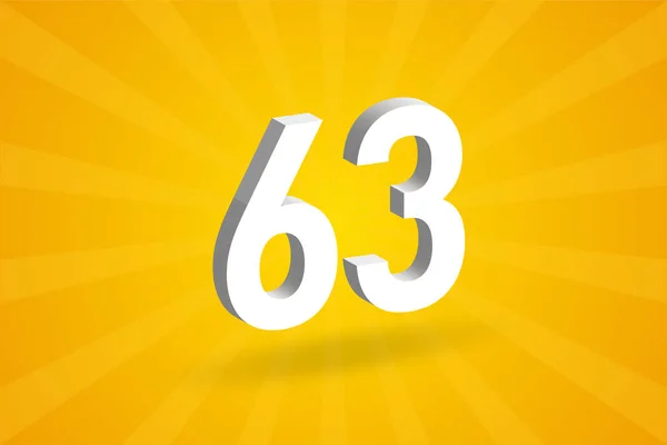 Abeceda Číslem 3D63 Bílé Číslo Žlutým Pozadím — Stockový vektor