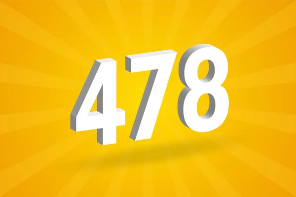 Abeceda Číslem 3D478 Bílé Číslo 478 Žlutým Pozadím — Stockový vektor