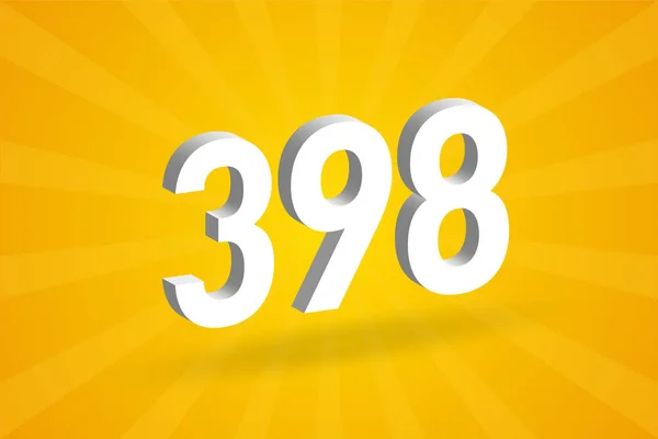 398 Числовий Шрифт Білий Номер 398 Жовтим Тлом — стоковий вектор